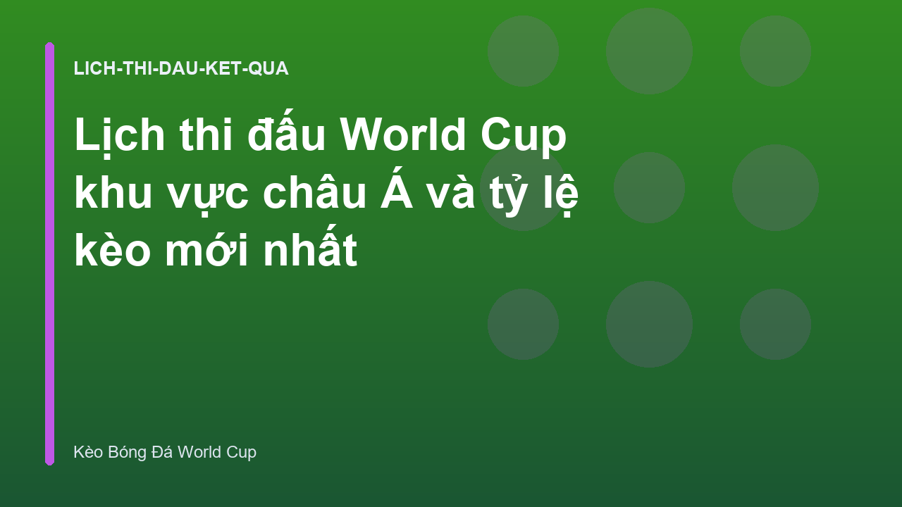 Lịch thi đấu World Cup khu vực châu Á và tỷ lệ kèo mới nhất